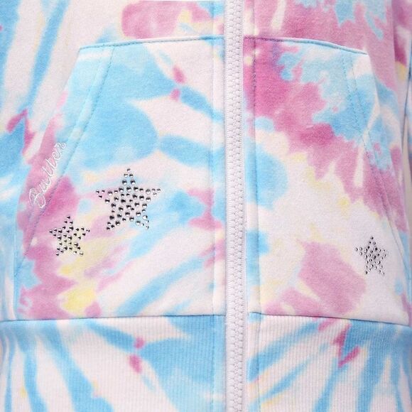 NEW! Butter Youth Girls 2-piece Set Multi Tie Dye Hoodie Zip Jacket and Shorts - Picture 5 of 5
